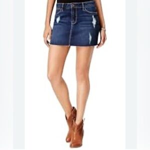 Distressed Denim Mini Skirt